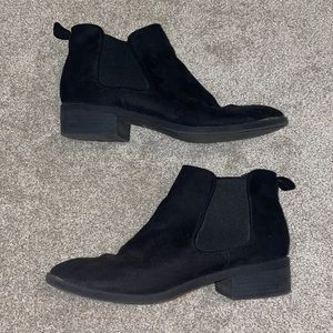 express short black suede Chelsea boots